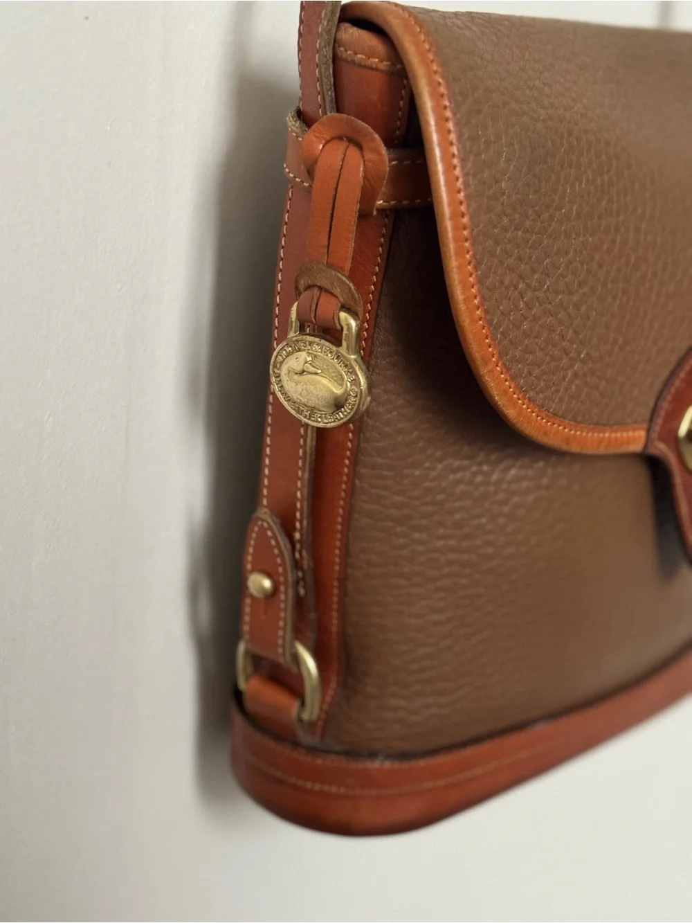 Vintage Dooney & Bourke All-Weather Leather Carrier Flap Crossbody Bag